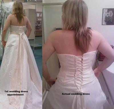 1st wedding fitting vs. my dress I decided on (recieved yesterday)