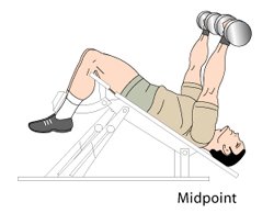 Decline Dumbbell Press Midpoint Position